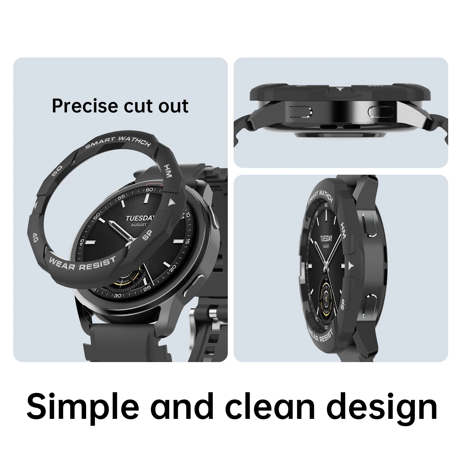 SIKAI Screen Protector Cover Bumper Case Shockproof Protective Hard PC Ultra Lightweight Easy Install Remove for Xiaomi Watch S3