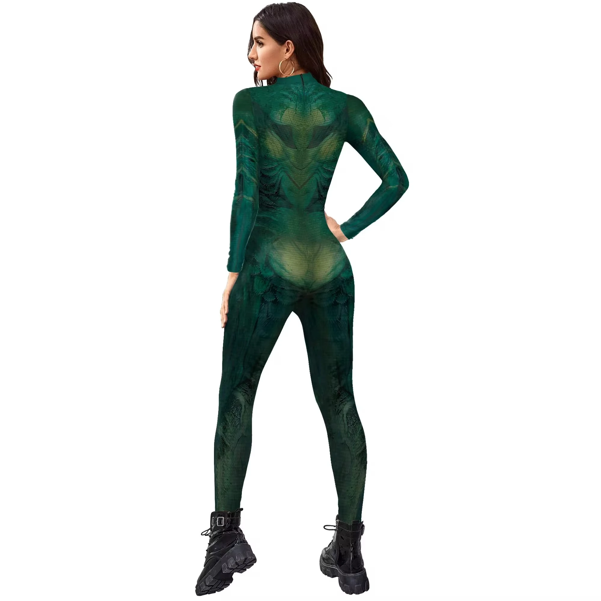 Carnival Purim Halloween Green Snake Costume Women's Sexy Bodysuit Holiday Party Jumpsuits Cosplay All-in-one Clothing Tights