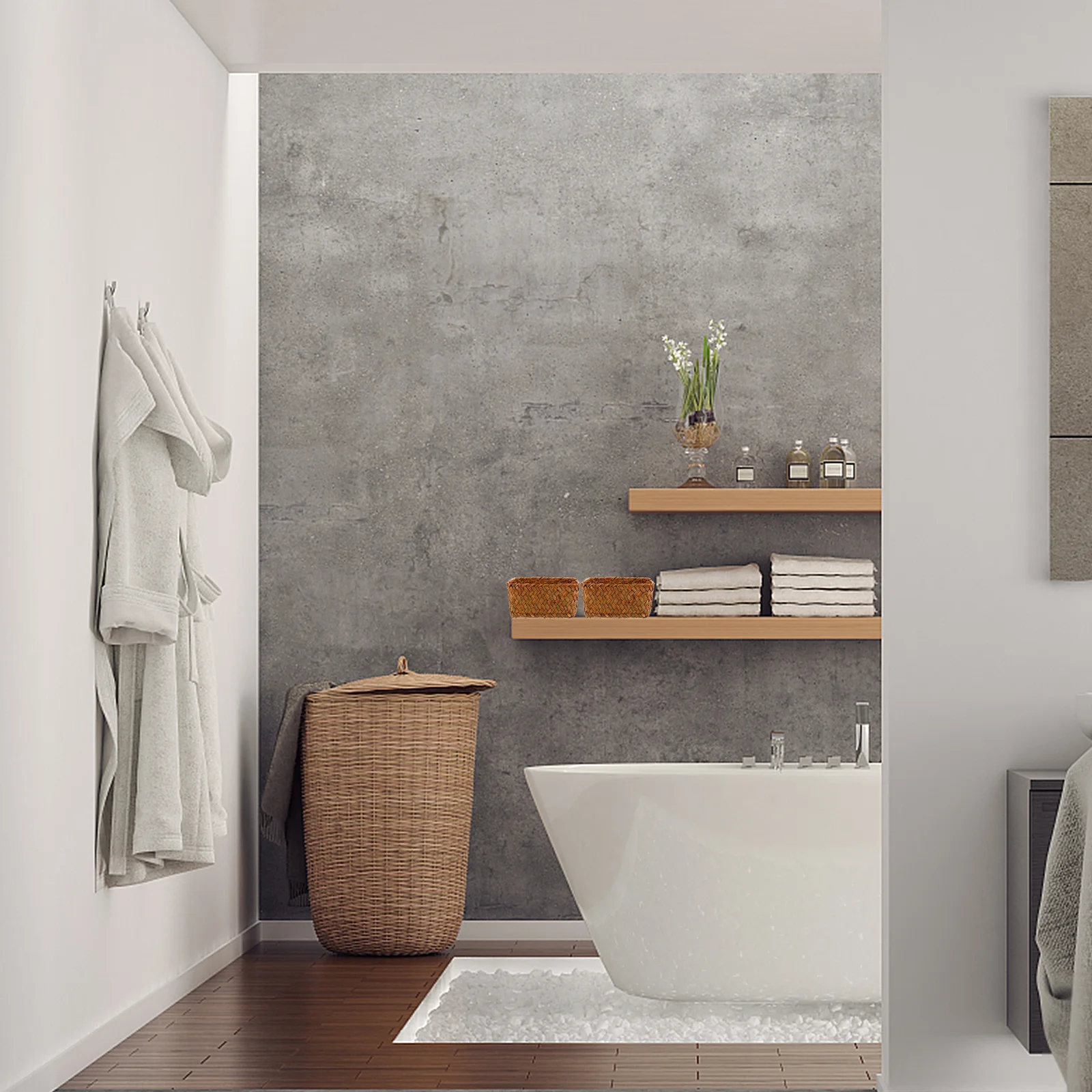 

1Pcs Seagrass Woven Basket Premium Material Simple Rustic Handmade Fruit Vegetable Bread Storage Container Home Hotel Shop