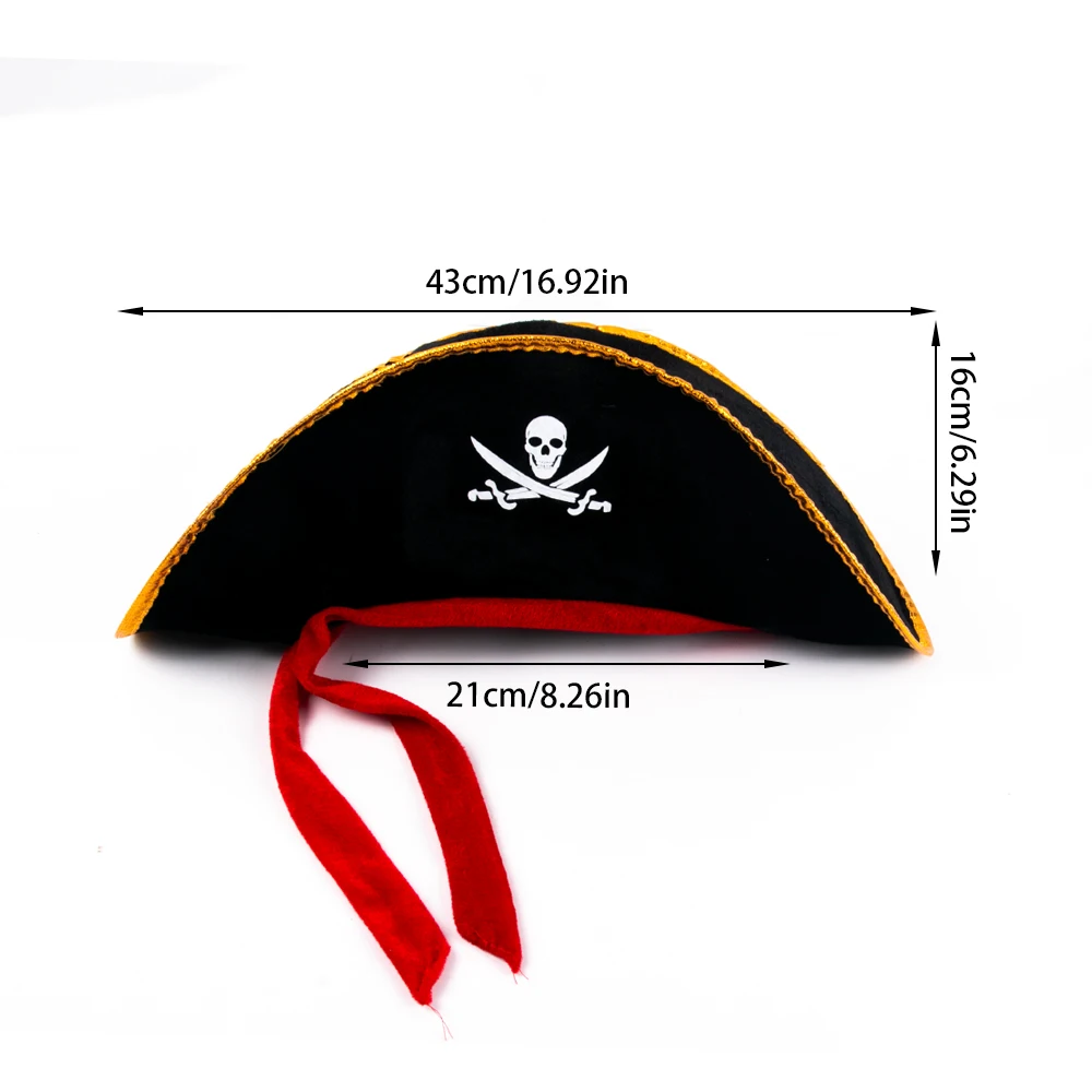 1/2set Pirate Skull Hat And Eye Patches Halloween Captain Cap Headband Cosplay Costume Accessories Prop Kid Birthday Party Decor