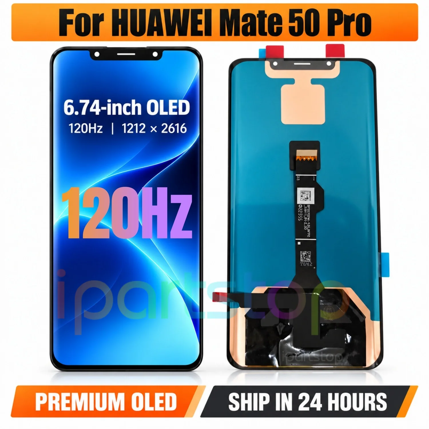 iParts Replacement New Display for Huawei Mate 50 Pro DCO-AL00 DCO-LX9 120Hz AMOLED Touch Screen with Frame Assembly OEM Tested