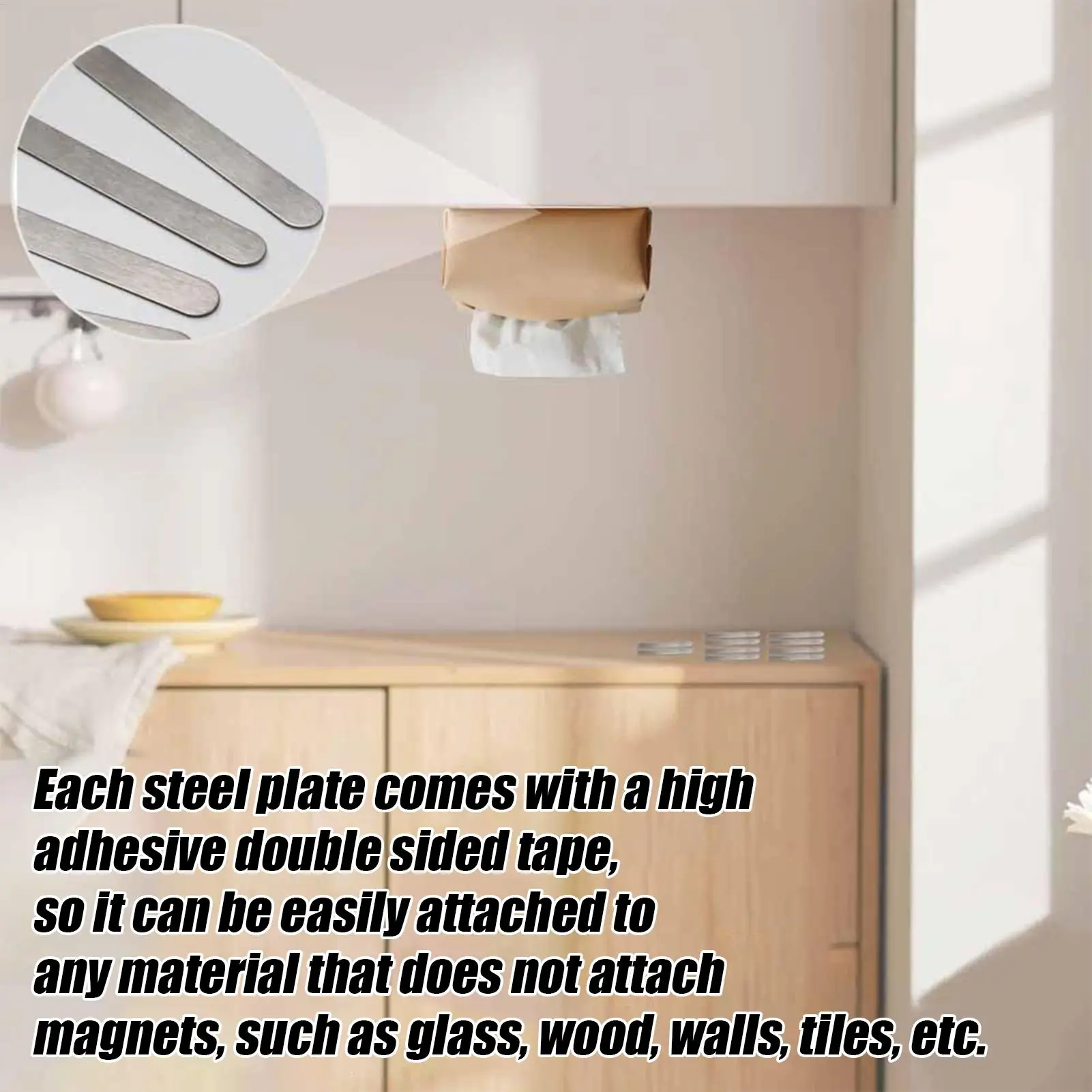 لوحة معدنية لاصقة للمغناطيس 10 قطع الامتزاز المغناطيسي لوح فولاذي ذاتية اللصق جراب هاتف شرائط لمختبر العلوم الحرفية