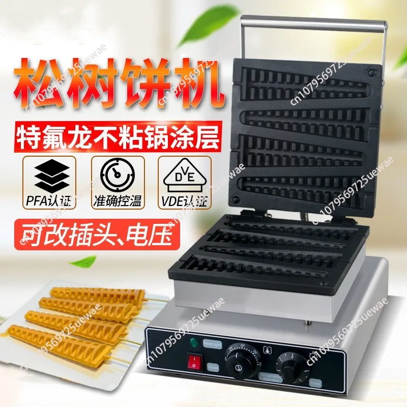 Electric Pine Waffle Crispy Machine 4 Strips Muffin Machine Non-Stick Finish