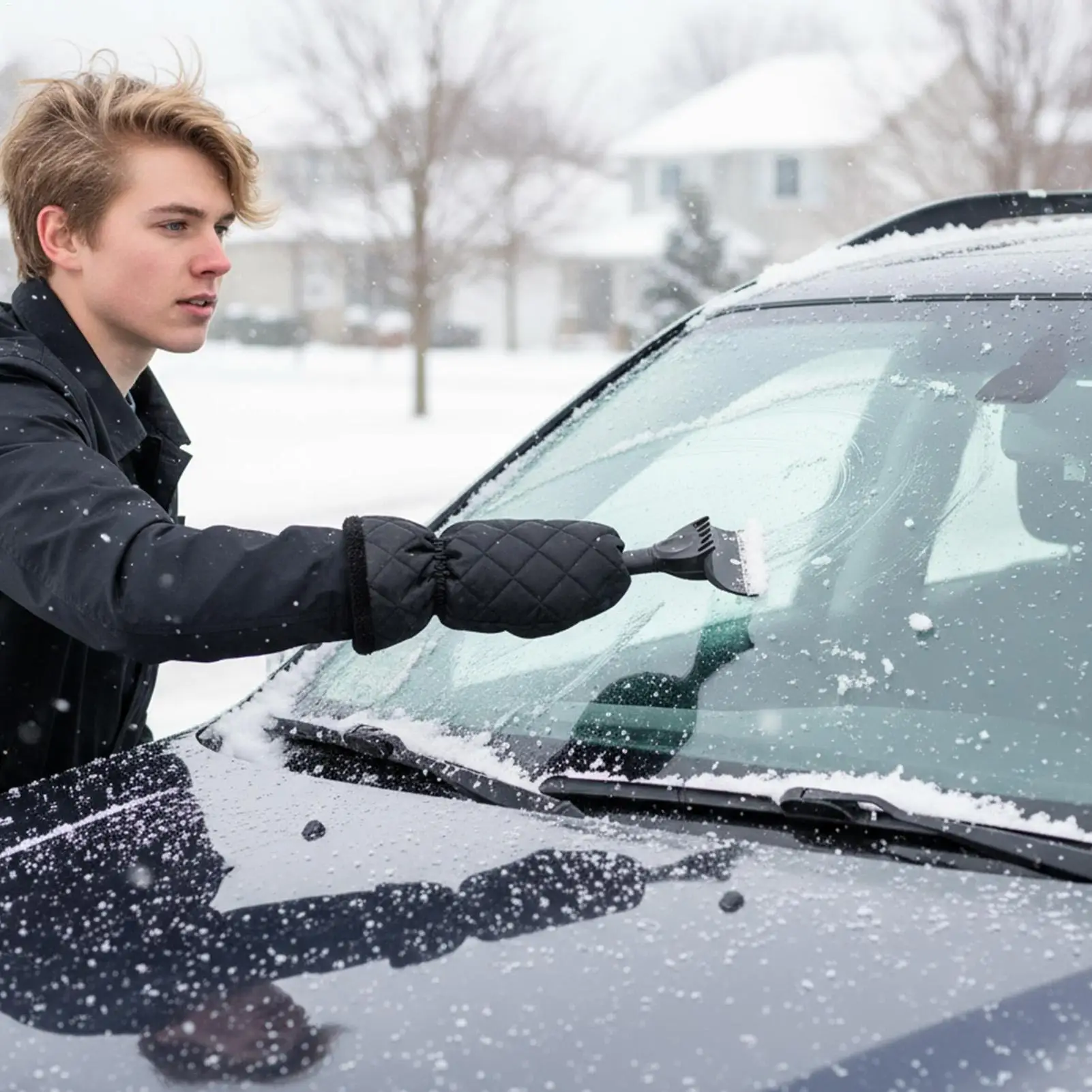 

Ice Scrapers For Car Windshield Extendable Snow Shovel Ergonomic Window Scraper With Fleece Glove For Frost Removal Automotive