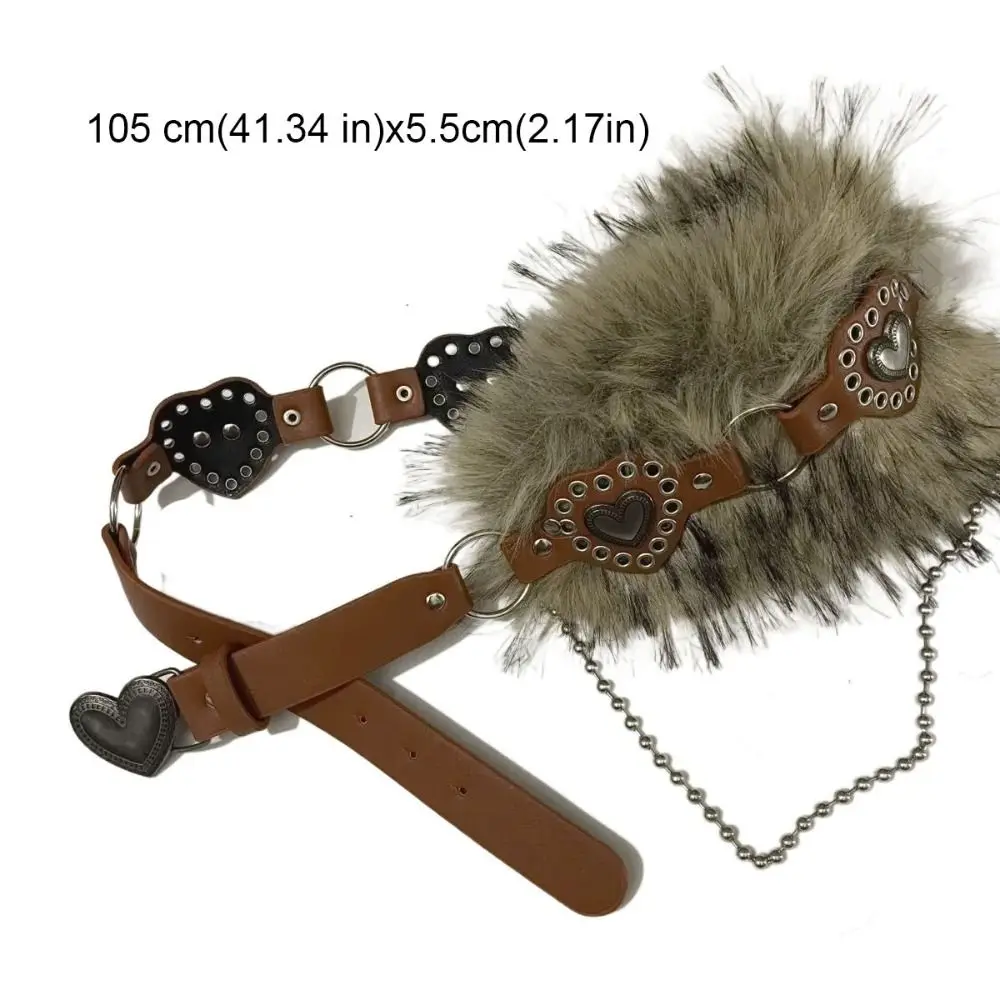 خليط القلب الجلود الفراء حزام فو الفراء بولي Leather الجلود أفخم حزام فتاة حار نمط الجينز ديكور فروي حزام فستان الديكور