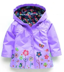 Children's Coat Hooded Waterproof Outdoor Jacket Boys Girls Spring And Fall Windproof Outerwear Casual Long-sleeved Clothes