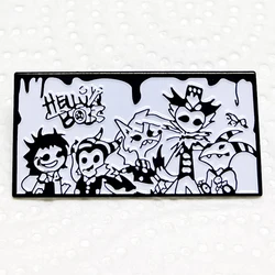 Black white manga Helluva Boss Enamel Pin Brooches Hat Jewelry Accessories Gifts