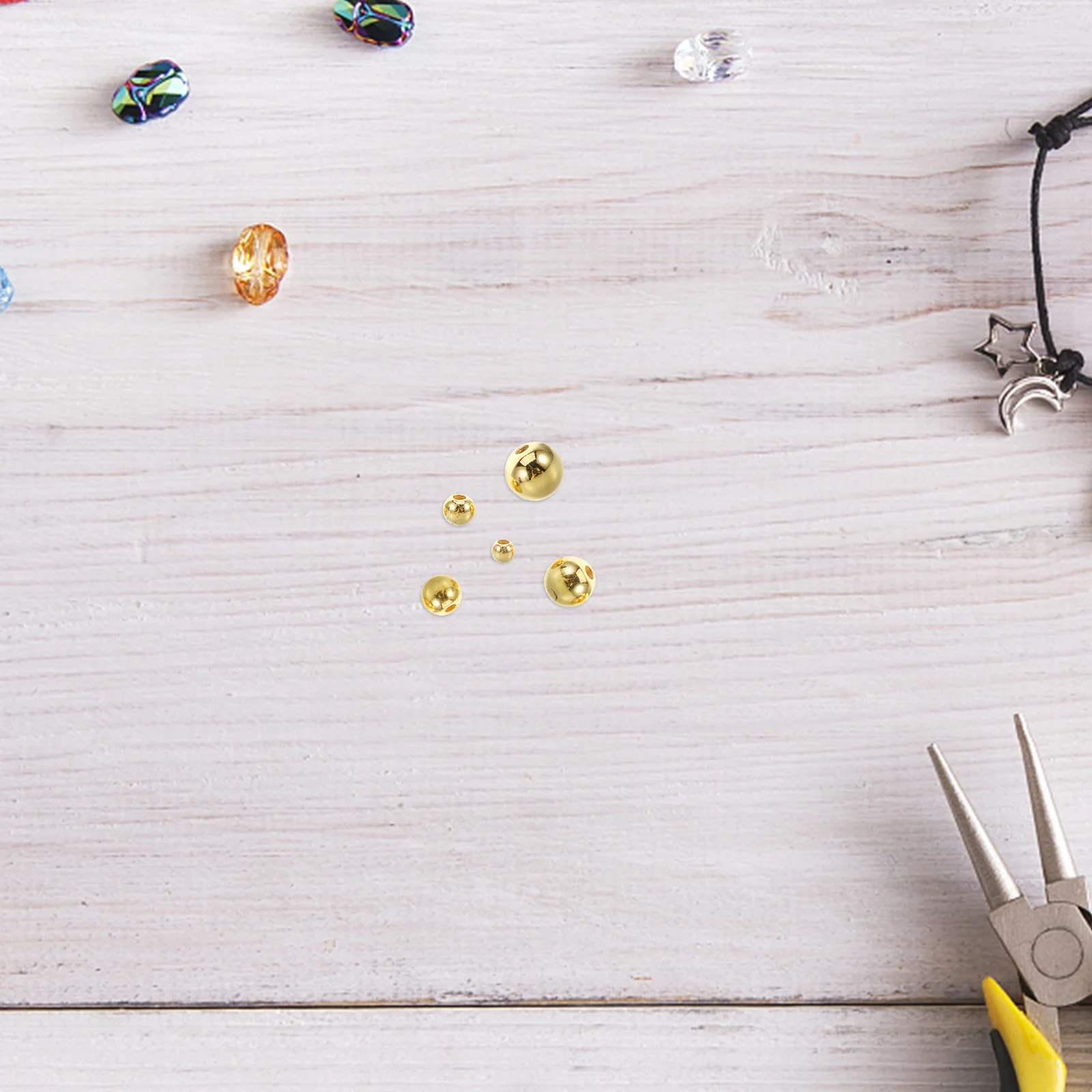 300 قطعة مطلية بالذهب خزر عازل مستدير صغير سلس الخرز لصنع المجوهرات أساور يدوية القلائد الاكسسوارات الحرفية