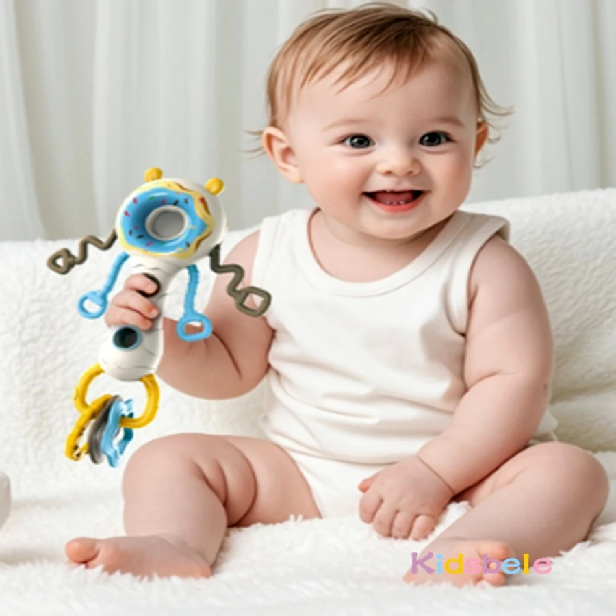 Multifuncional bebê mão-manivela ocupado vara brinquedo 5 em 1 chocalho rotativo brinquedo sensorial recém-nascido deve ter montessori areia martelo brinquedo