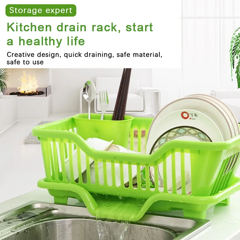 Kitchen Drainage Rack With Drainer Board Countertop Utensils Plates Chopsticks Bowls Spoons Storage Dish Drying Rack