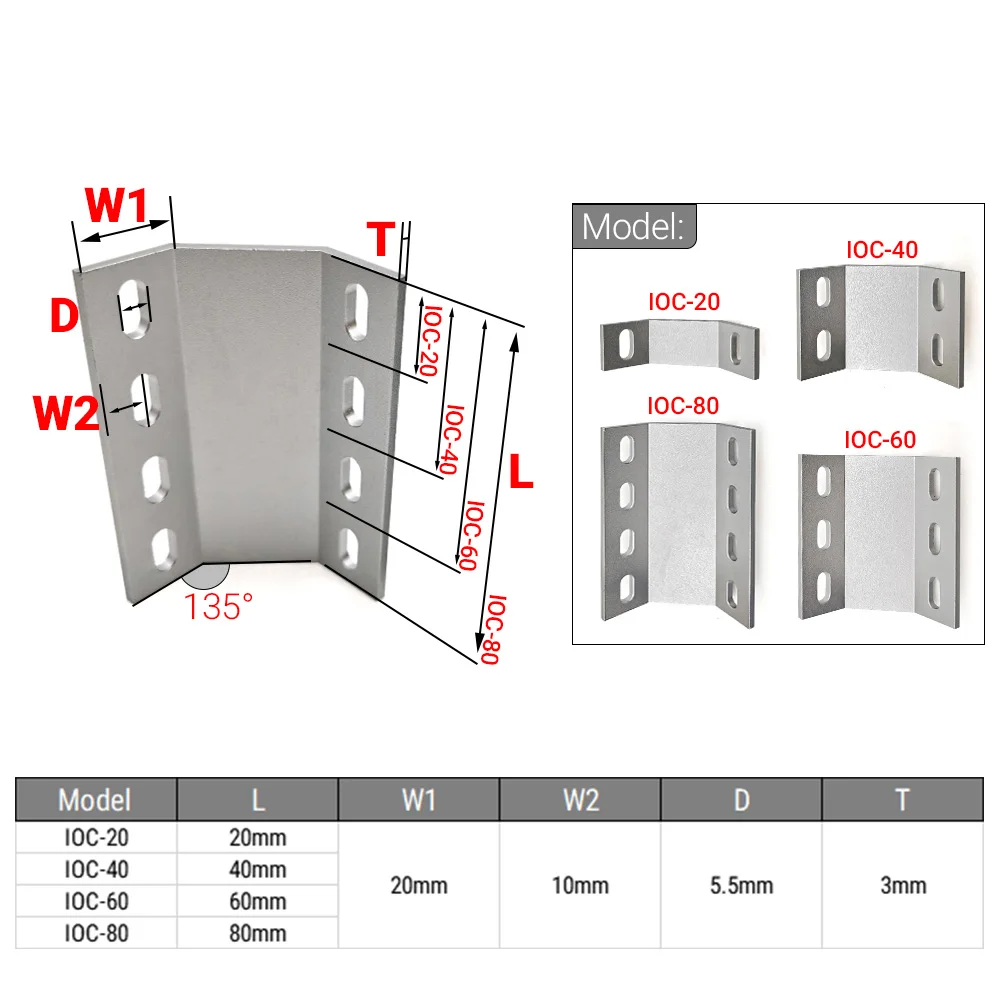 Imagem -02 - Openbuilds Suporte de Canto Interno e Externo 20 mm 40 mm 60 mm 80 mm Conector Preto Prateado para Perfil de Extrusão de Alumínio com Ranhura em v 10 Peças