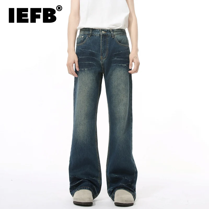 IEFB-Jean Slim Ripple pour Homme, Pantalon en Denim Blanc Lavé, Style Coréen, Jambe Droite, Aadt, Astronomique, Automne, 9C8973