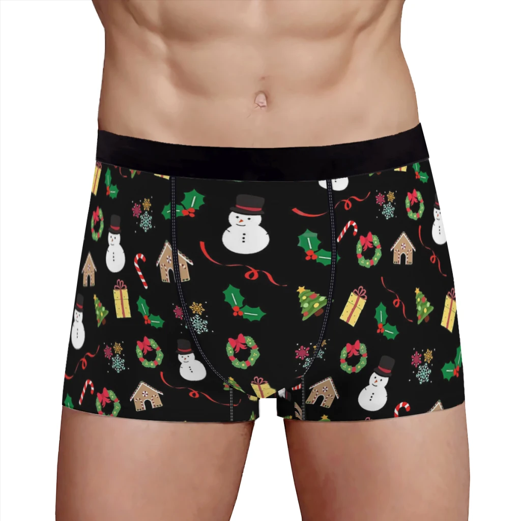 Christmas Pattern Merry Christmas Underpants Breathbale Panties Man Underwear Comfortable Shorts Boxer Briefs