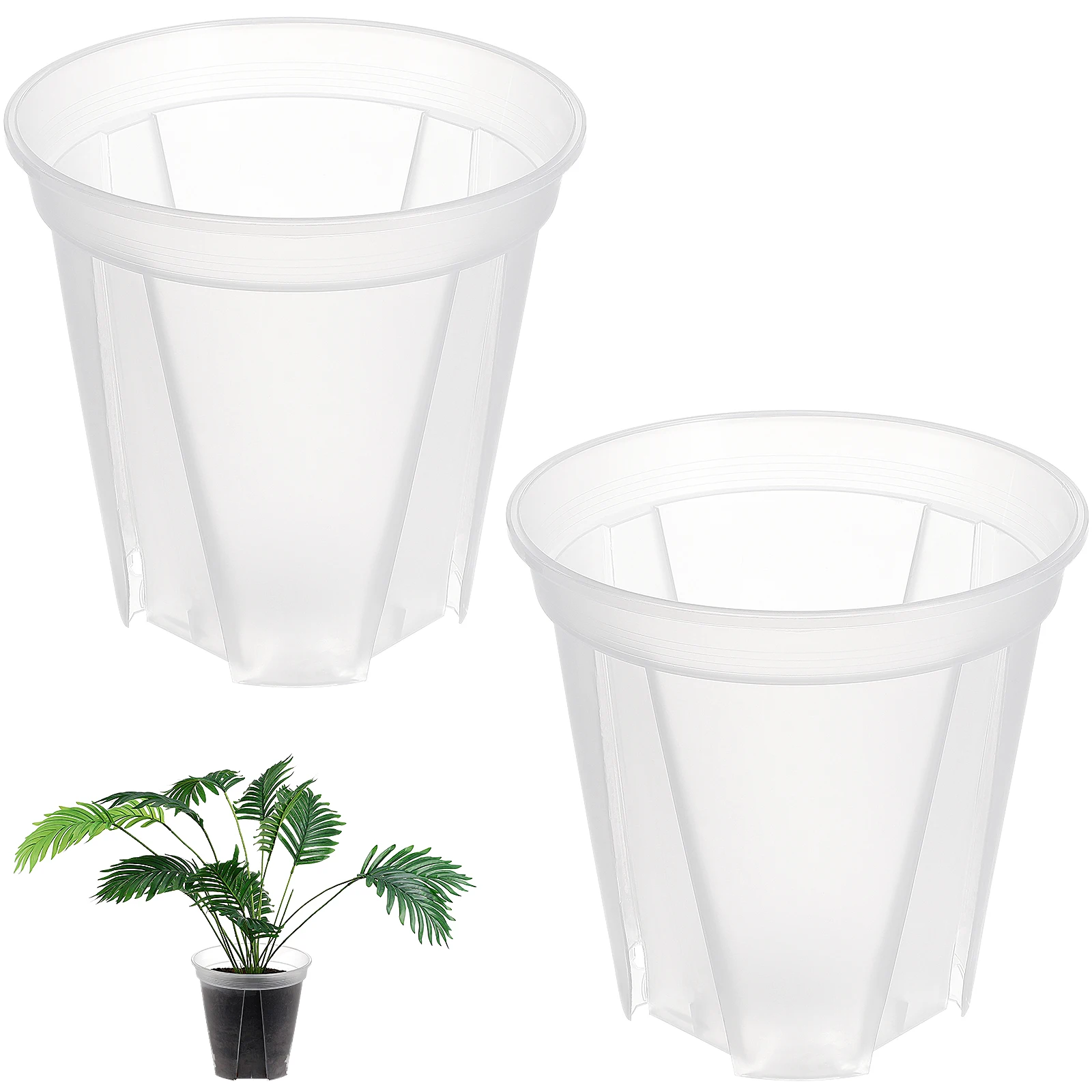 

2 Pcs Control Pots Drainage Plastic Nursery Pots for Indoor Plants Nursery Succulents Flower Transparent Clear Pot Plant Pot