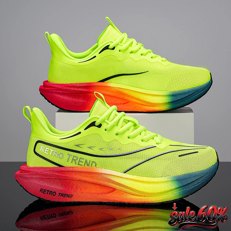 Running Shoes Air Cushion Jogging Shoes Carbon Board Marathon Men Sports Breathable Lightweight Training Nonskid Casual Sneakers