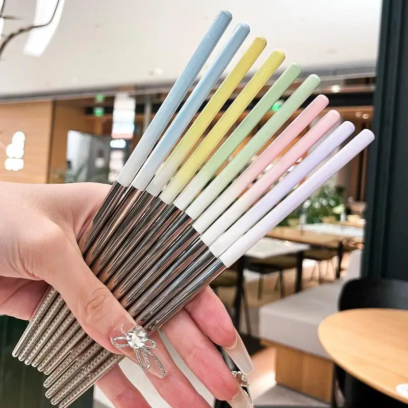 Portable Stainless Steel Cutlery Set With Box - Spoon Chopsticks Student Travel Korean Style Kitchen Supply view 4