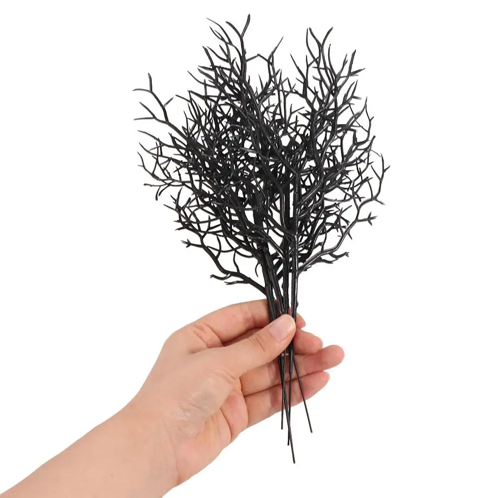 5pcs Black Halloween Artificial Dead Branch Exquisite Antlers Shape Withered Branch Realistic Non-Fading