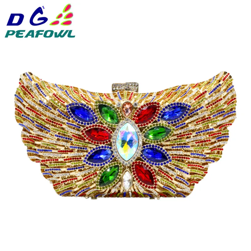 

Eveing Bag DG PEAFOWL Fashion Luxury Women Evening Clutches Handbag Diamond Crystal Flower Shoulder Chain Purses Party handbag