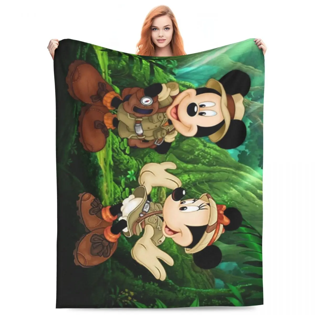 Mickey & Minnie Forest Exploration Flannel Blanket Warm Soft Bedding Throws for Living Room Picnic Bedspread Sofa Bed Cover