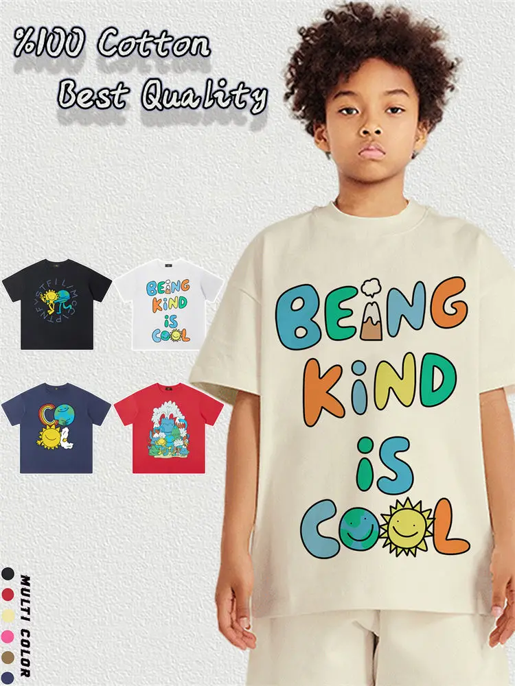 

Cute Kids T-shirt Summer Baby Boys Clothes Fun Prints Short sleeve Streetwear Cool Earth Sun Round neck Top Children's clothing