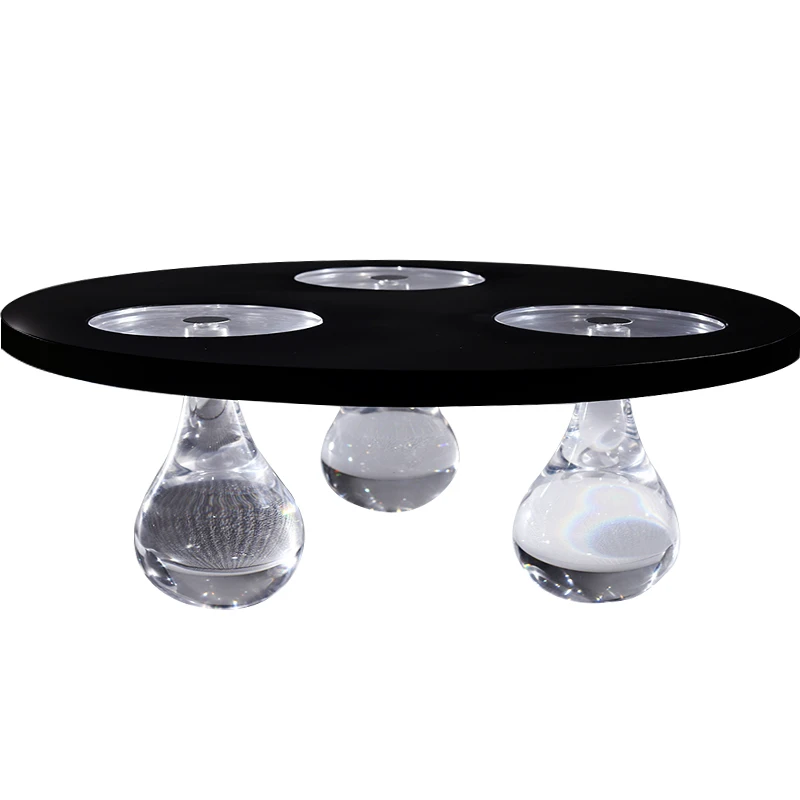 Sales Office Reception Room Light Luxury Water Drop round Tea Table Transparent Resin Sculpture Creative Modern Dining Table