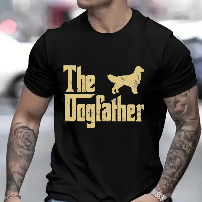 Casual T-Shirt for Men Funny The Dog Father Golden Retriever Godfather Oversized Mens T-Shirt Funny Fashion Summer Clothes