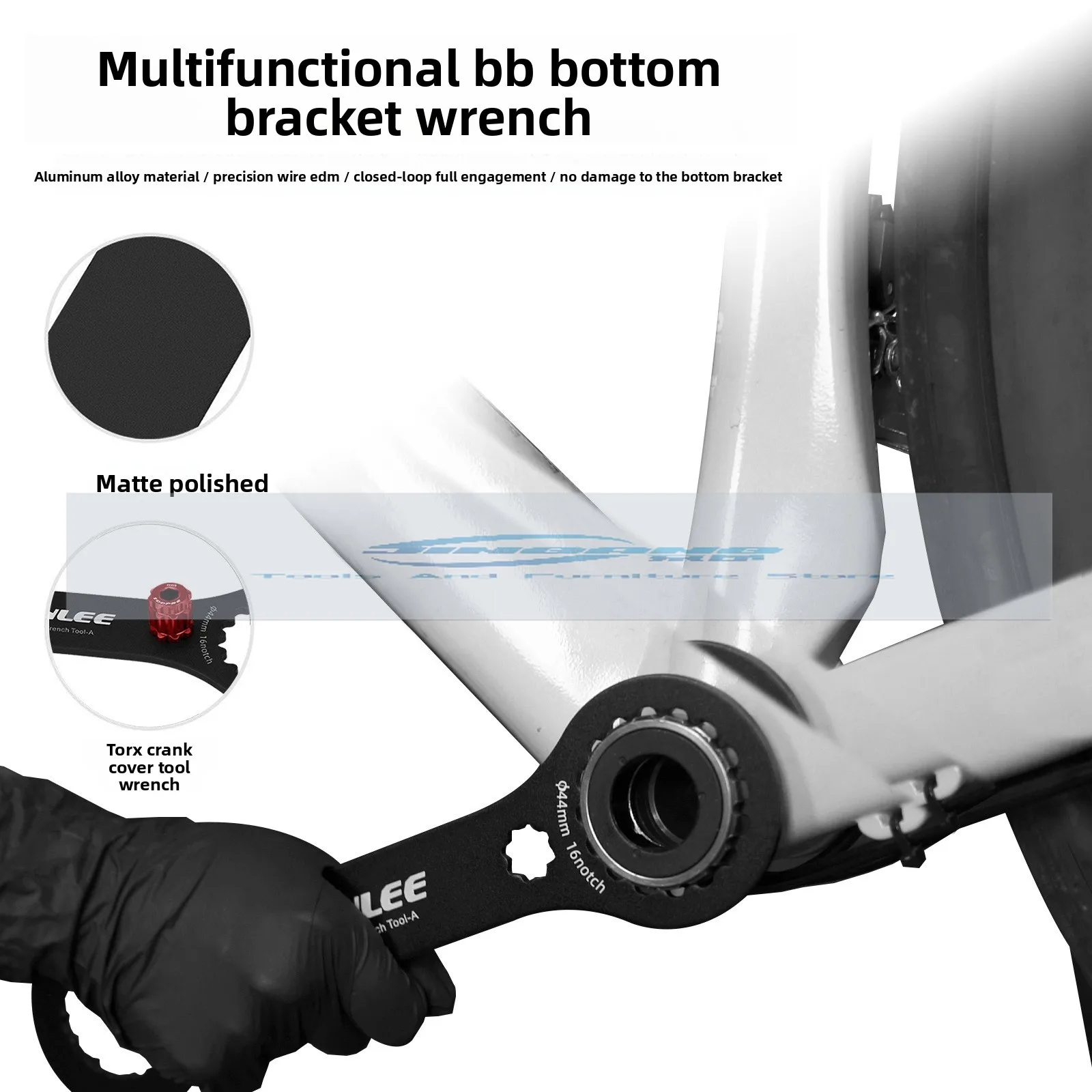 

ENLEE Center Axis BB Wrench, Bicycle Integrated Dental Disk 44/46mm Removal and Installation Tool Crank Cover Wrench