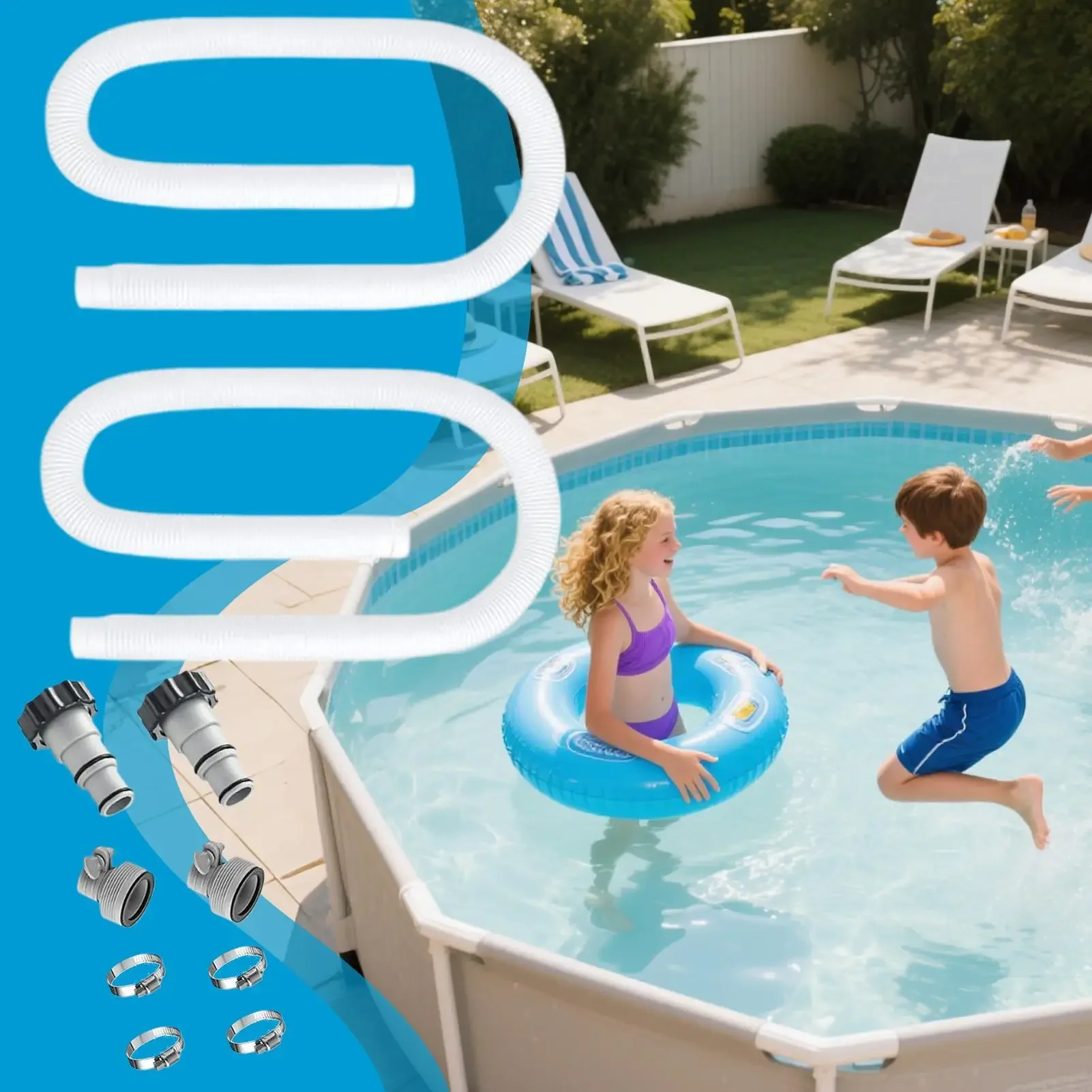Juego de mangueras para bomba de piscina de 1,5 pulgadas, manguera para bomba de filtro, manguera de repuesto para bomba de piscina, accesorios de herramientas de reparación para piscinas sobre el suelo