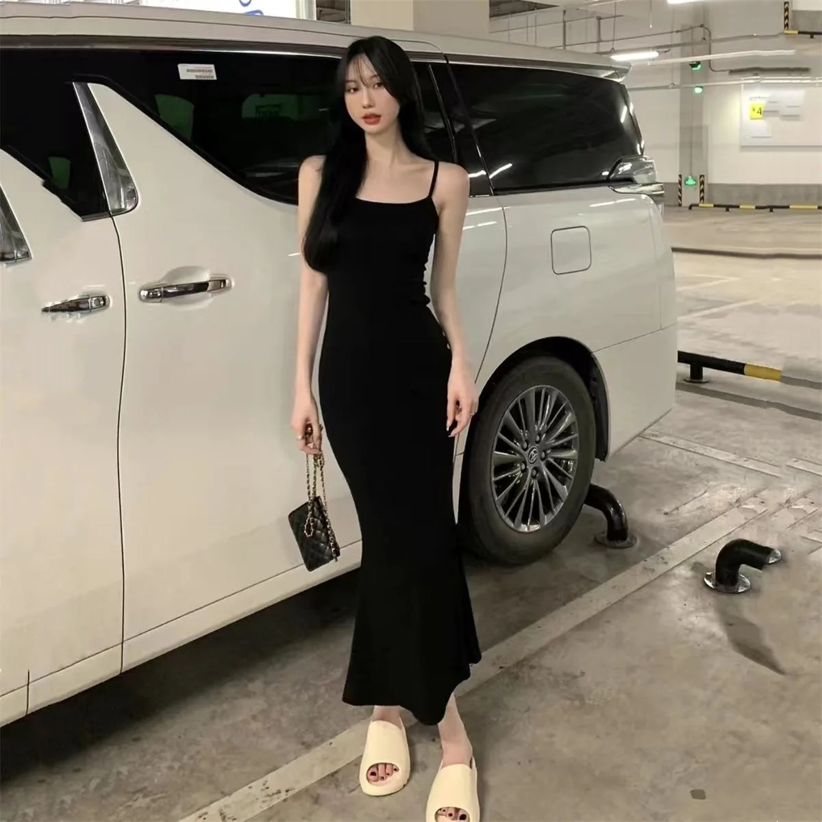 2025 neue Streetwear Sommer Süße Ärmellose Taille- ausgestattet Open-back Tank Kleid frauen Sommer Elegante Meerjungfrau, Figurbetonte kleider