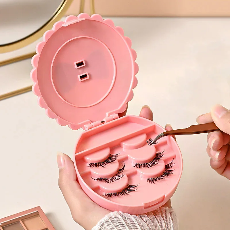 Mini Pudełko na Sztuczne Rzęsy Ekologiczne w Kształcie Kwiatka, Przenośny Organizer na Kosmetyki i Narzędzia do Makijażu