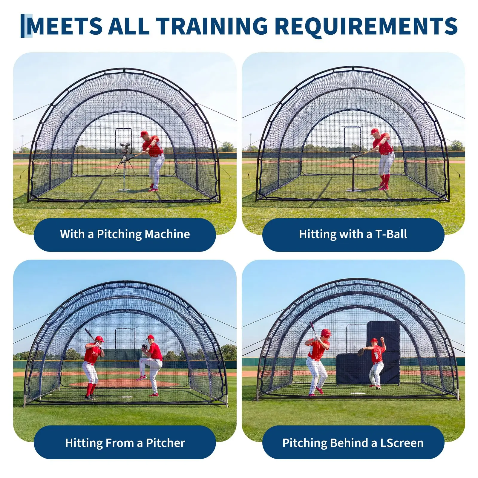 Portable Baseball Batting Cage – Pop-Up Backyard Practice Net with Pitching Machine Hole & Detachable Door for Baseball & Softball Training