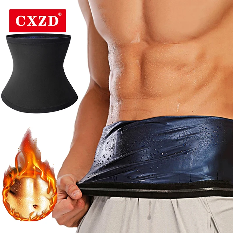 CXZD Men Slimming Body Shaper Sauna Sweat Belts Waist Trainer Corsets Belly Band Sport Girdle Modeling Straps Wraps Fat Burner