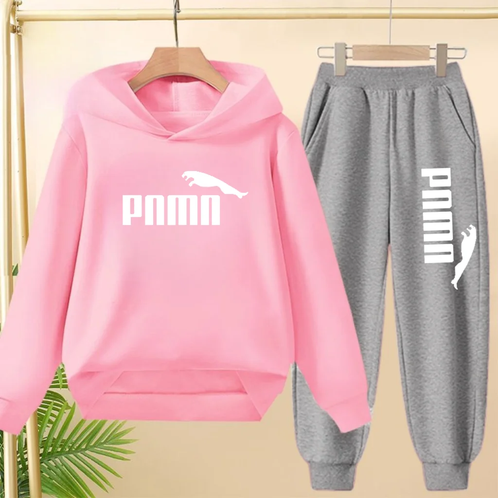 ملابس الأطفال ملابس خارجية جميلة إلكتروني طباعة هوديي + السراويل سن 3-12 سن مقنعين الخريف الشتاء رياضية 2 قطعة مجموعة البلوز #6