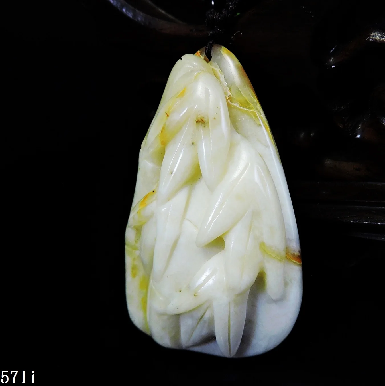 Jade Jewelry Natural Jade Pendant Necklace Hand-Carved bamboo Jadeite Necklace Pendant Gift No Treatment 571i