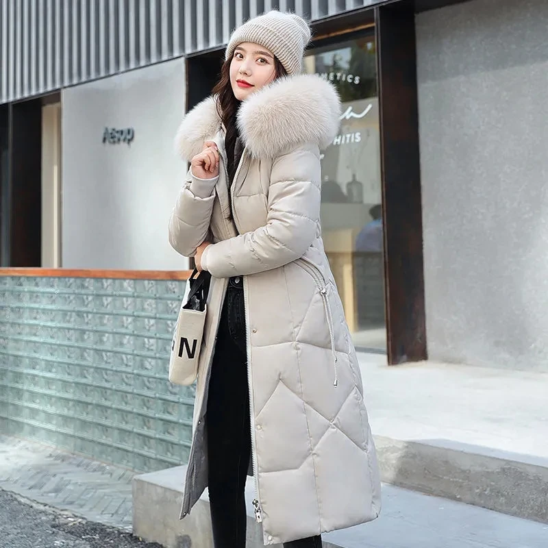 Down Cotton Parka Hooded 2023 New Winter Jacket Long Women Parkas Fur Collar Thick Warm Snow Wear Coat Windproof Clothes