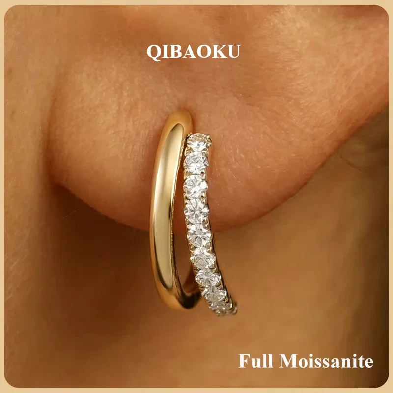 NASIADainty D Color Moissanite Hoop Earrings Two Row Women Man S925 Silver Pass Diamond Test Party Small Ear Buckle Gift 2026