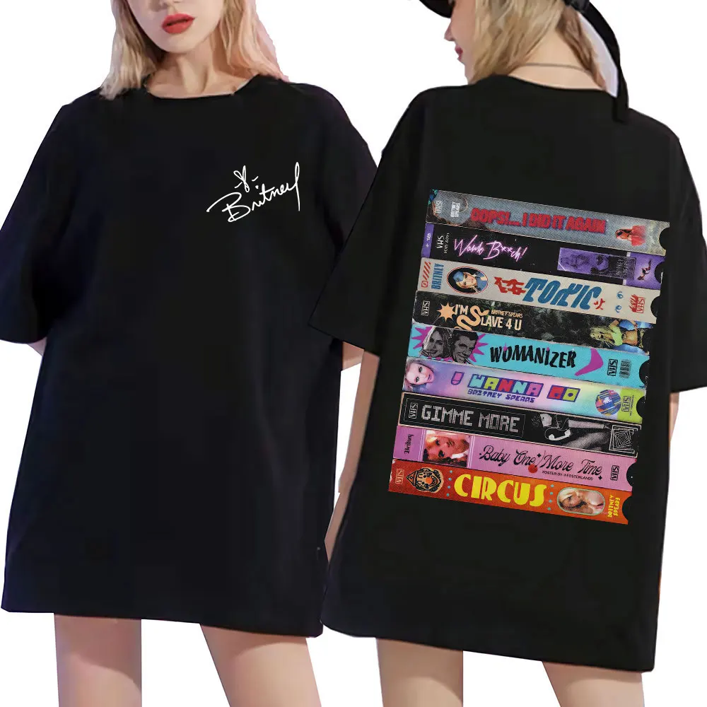 

Лето 2022, певица Бритни Спирс, обложка альбома, графическая футболка из 100% чистого хлопка с принтом, женская повседневная футболка большого размера с короткими рукавами Y2k
