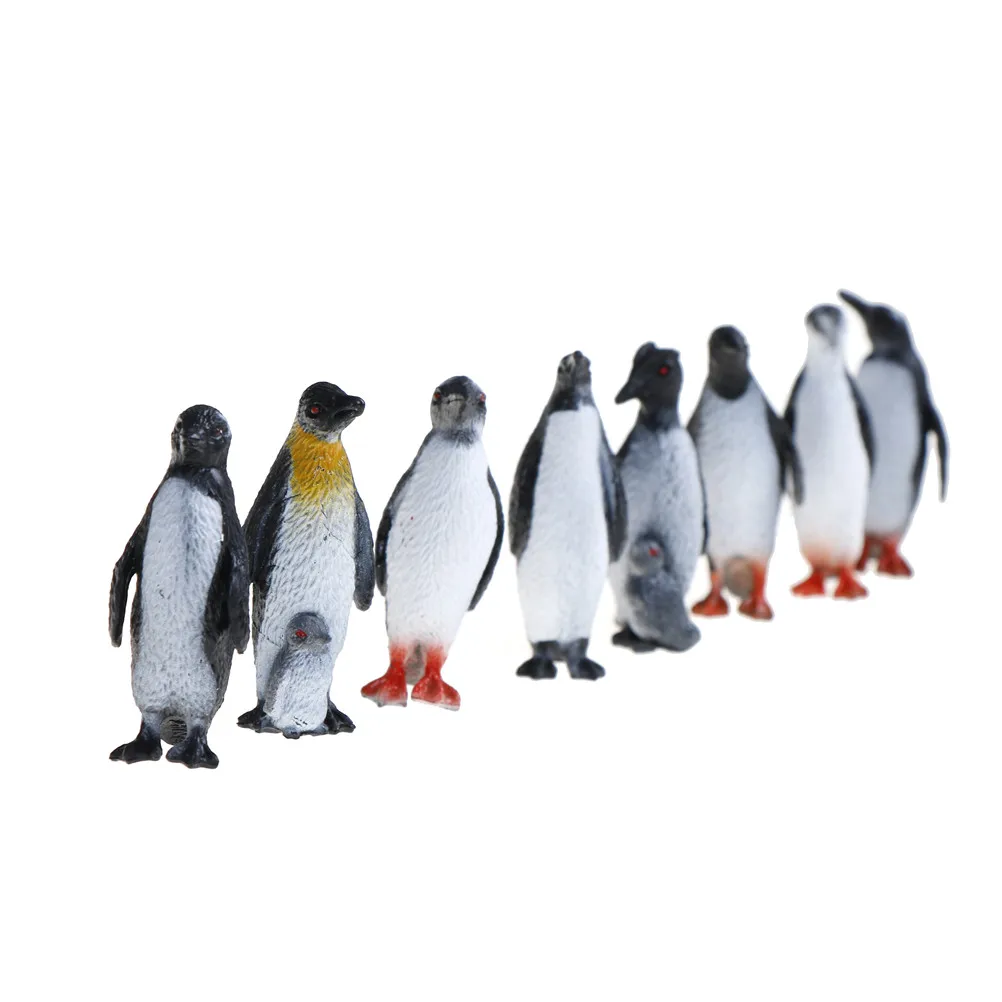 8pcs/set Plastic Ocean Animal Small Penguin Figure Model Toy