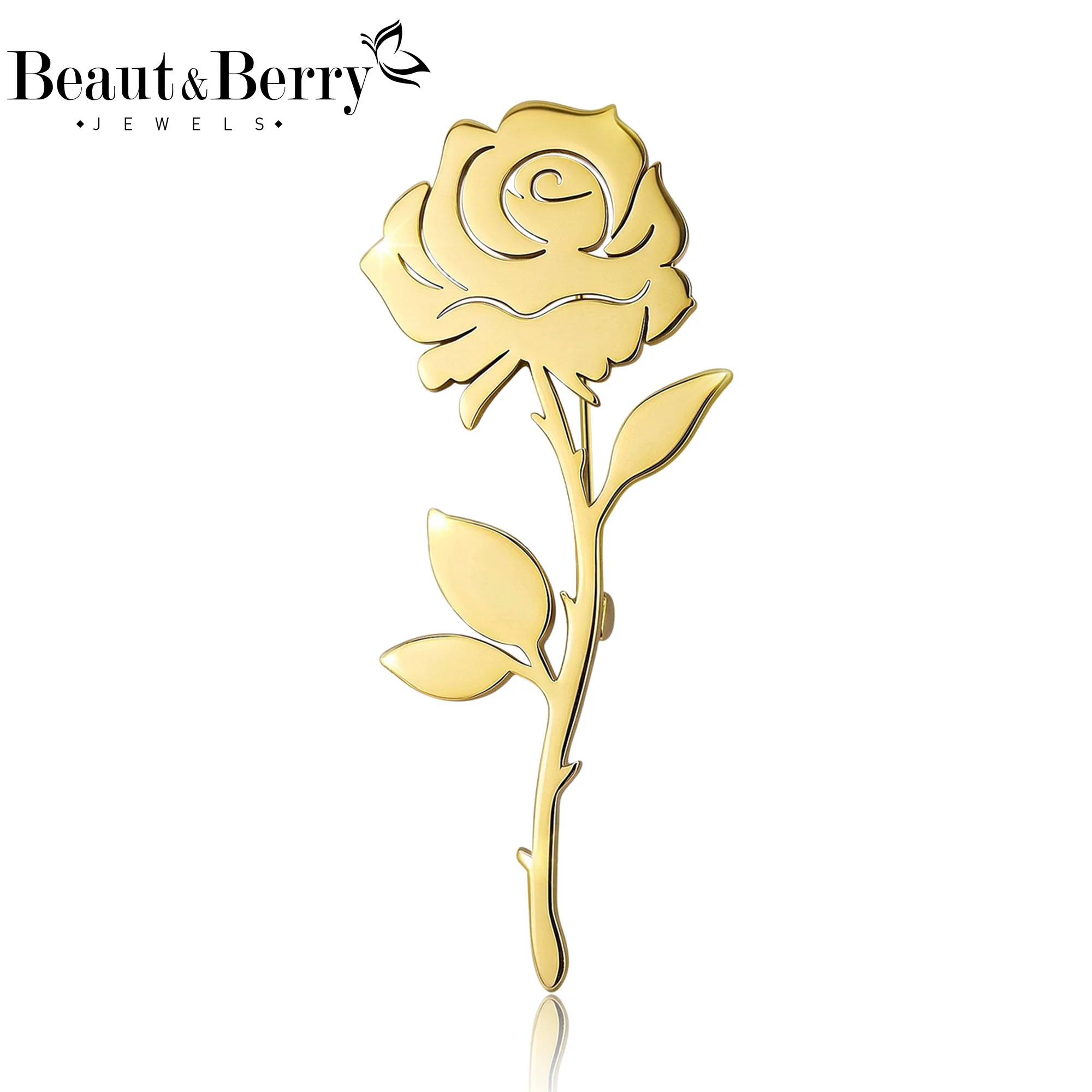 Роскошные броши Beaut&Berry из нержавеющей стали в форме розы для женщин и мужчин, повседневные броши в виде растений, украшения для вечеринок, аксессуары, подарки, декор