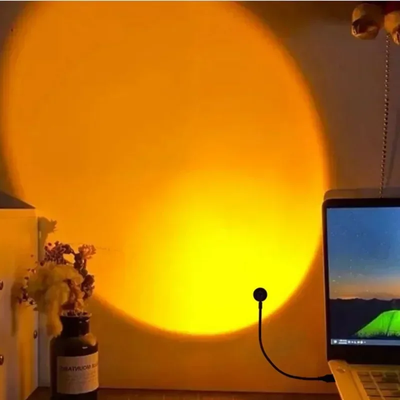 Led usb pôr do sol lâmpada luz da noite projetor festa de aniversário decoração portátil luz humor para o quarto sala estar parede fotografia