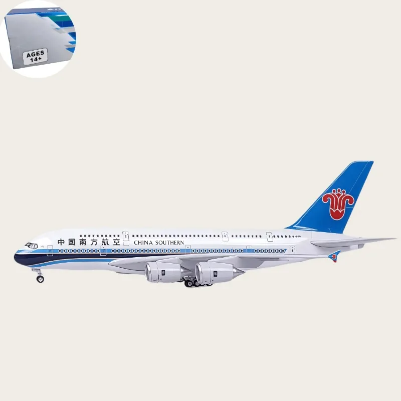 

45.5cm Airplane Model 1/160 Scale A380 China Southern Airline Aircraftwith Light & wheels Die-Cast Plastic Resin Model Collectib