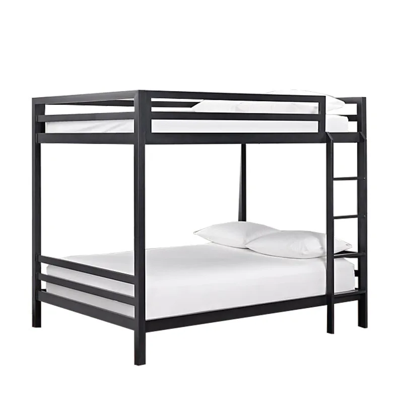 Upper and lower bunk iron bed Staff dormitory Double-layer iron bed Vertical ladder wrought iron bed