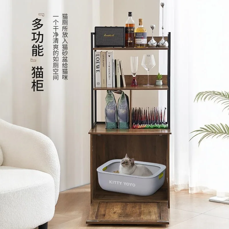 

Wooden box cat nest human pet coffee table furniture cat villa semi-closed cat toilet odor-proof pet house hidden bed