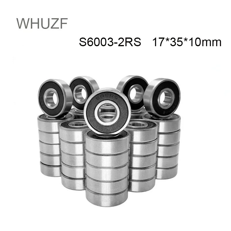 WHUZF 10PCS S6003-2RS Bearing 17*35*10 mm ABEC-5 440C Stainless Steel S 6003RS Ball Bearings S6003 Stainless Steel Ball Bearings