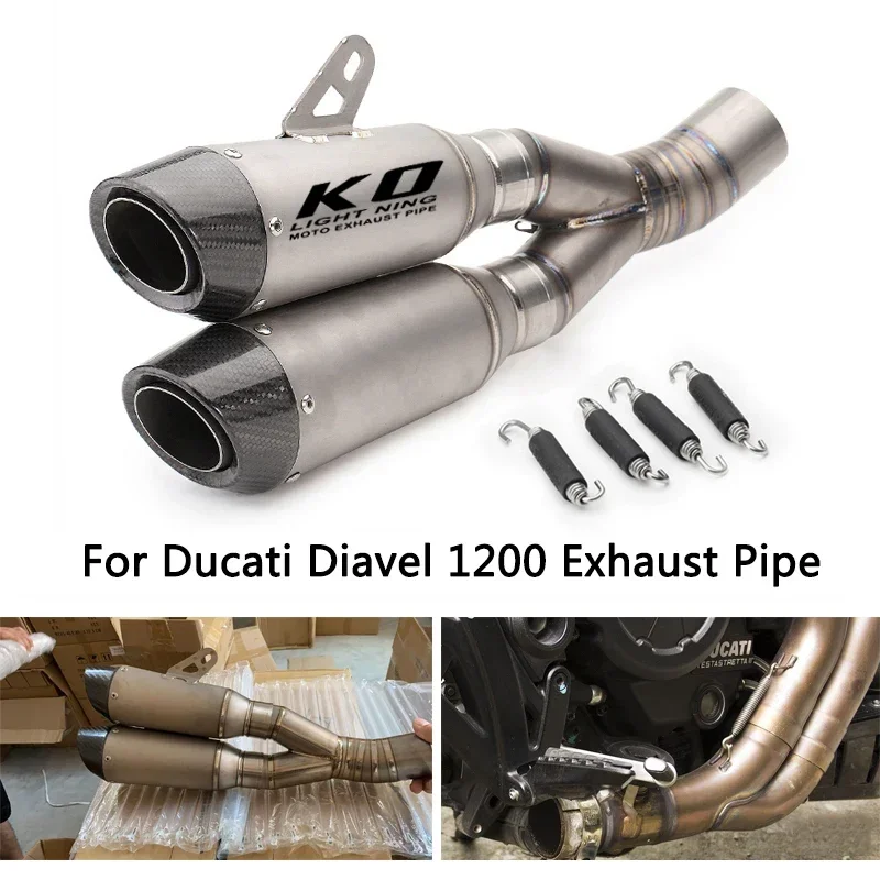 Slip-on Muffler for Ducati Diavel 1200 Motorcycle Exhaust Pipe Titanium Alloy Dual-out Escape No DB Killer Rear Exhaust Tips