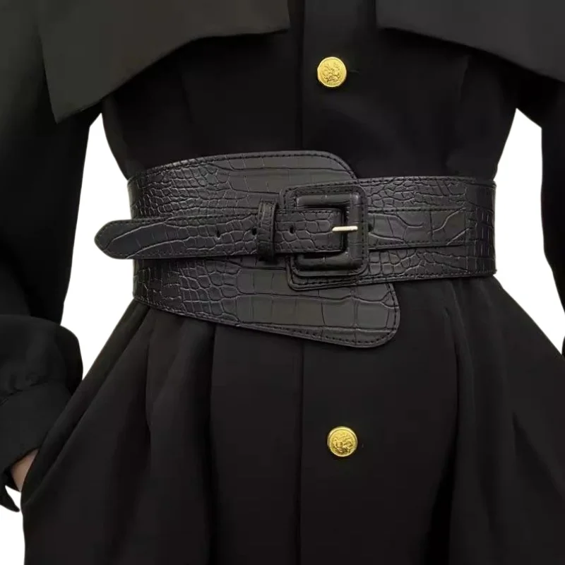 

European and American Punk Style Belt Retro Pattern Wide Waist Cover Women's Suit Dress Skirt Decoration Waist Tight Belt