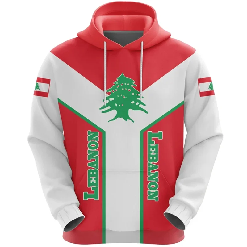 Peace And Love 3D Printed The Republic-of Lebanon Map Flag Hoodies Lebanon Tribal Emblem Graphic Hooded Sweatshirts Pullovers