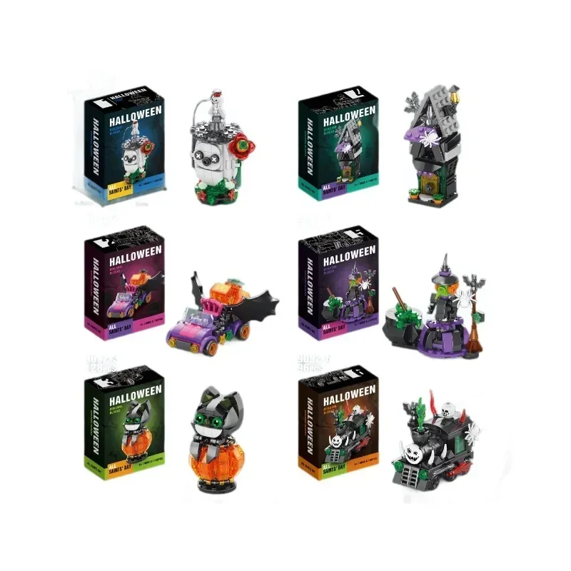 MOC Halloween Creative Building Blocks Set Halloween Hut Haunted House Pumpkin House Decoration Bricks Kit Toys Christmas Gifts