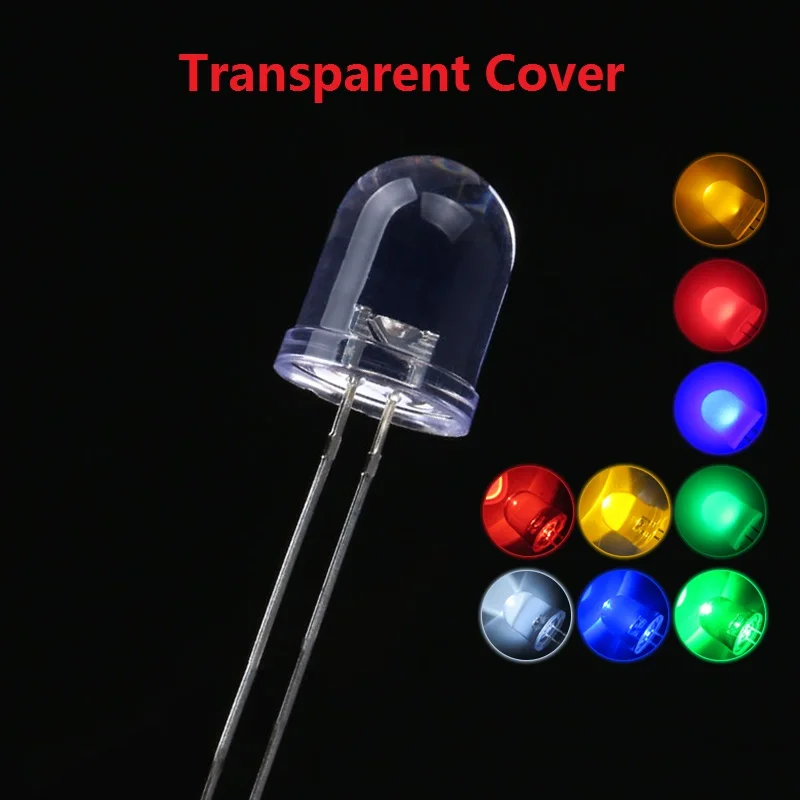 10PCS DIP F10 LED Red Yellow Green Blue Warm White RGB Transparent Hight Bright 10MM Bulb Light Emitting Diode Water Clear Bead