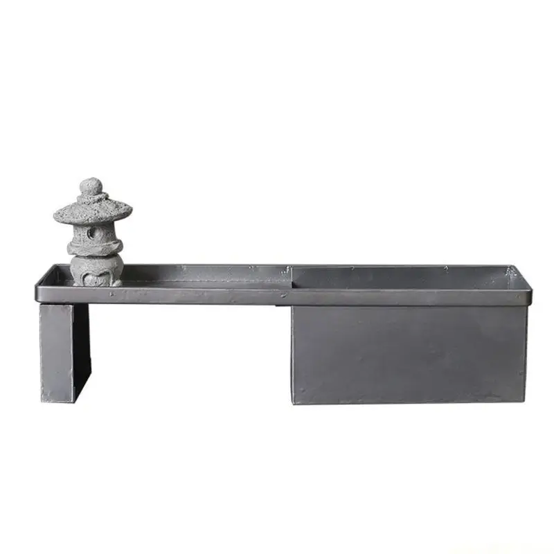 QX2E New Chinese-Style Retro Iron Vase with Flowers Plants Ornaments Creative Model Room Landscape Sand Table Pagoda